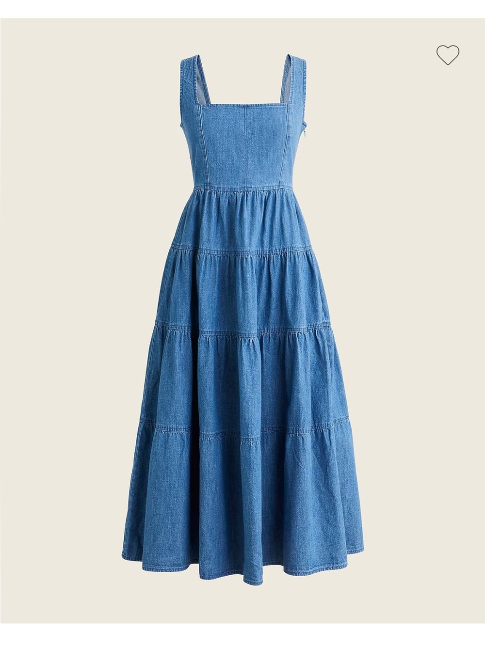 J Crew Tiered Denim Square Neck Midi Dress 90’s Style 12